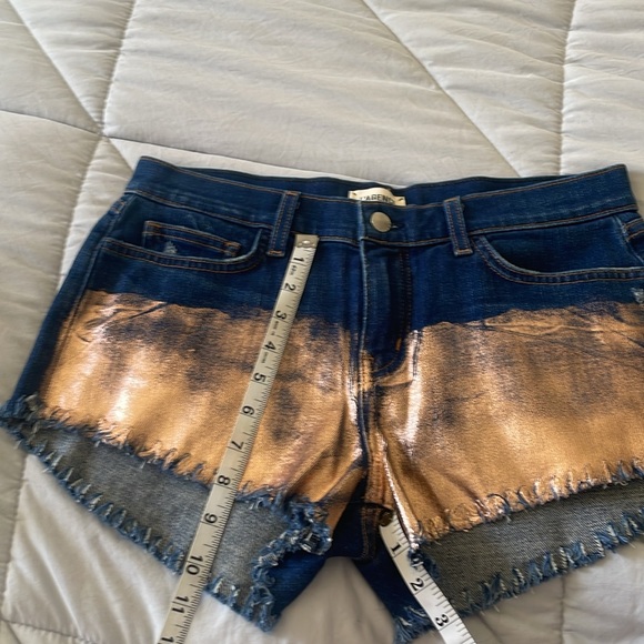 L'AGENCE womens blue denim gold metallic Zoe Le Vintage shorts size 26 NWOT - Picture 4 of 8